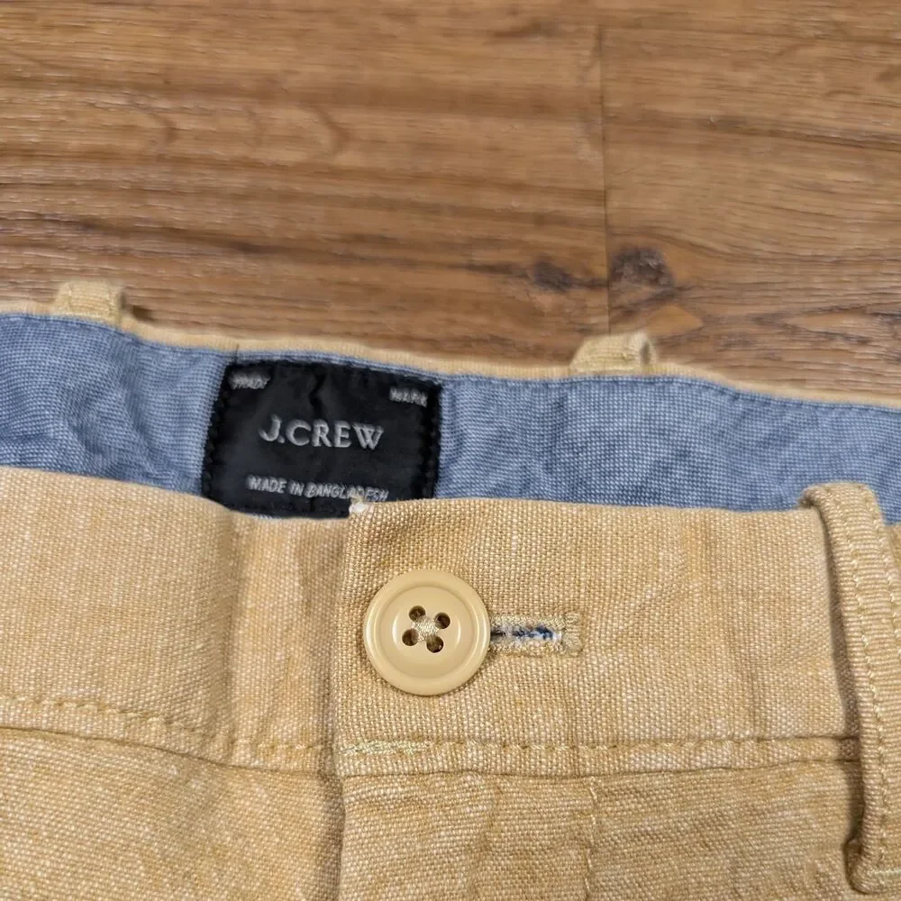 J Crew 770 Straight Chino Pants Mens 32x34(32) Beige Linen Blend Preppy Office